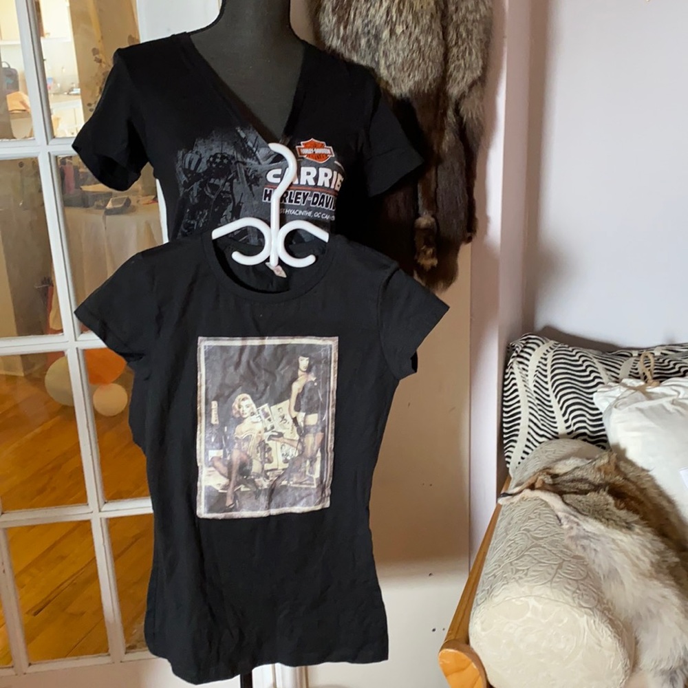 Harley Davidson & Moët fitted tshirt lot S-M